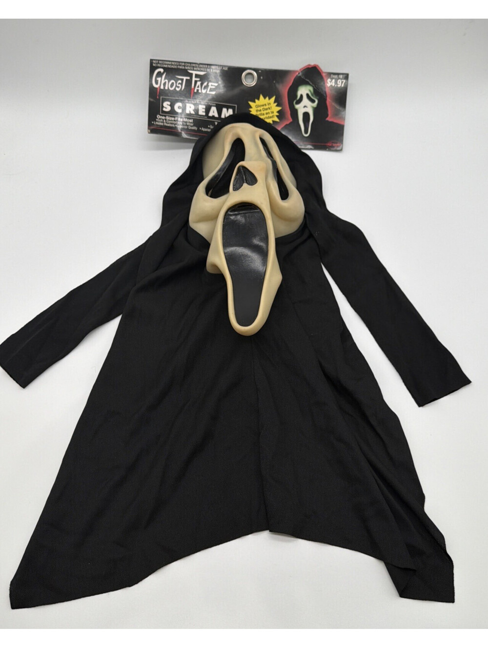 NWT Vintage 1997 Easter Unlimited Fun World DIV Ghost Face Scream Mask 9206 GLO